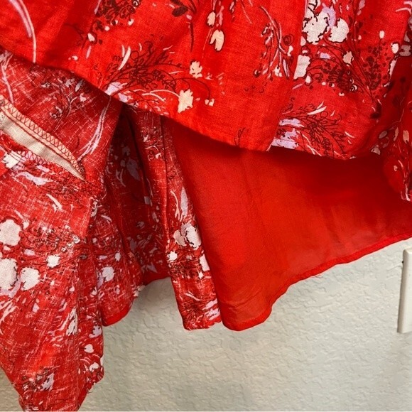 Free People All Mine Linen Blend Mini Dress in Cherry Combo NWT! sz L - Picture 13 of 15